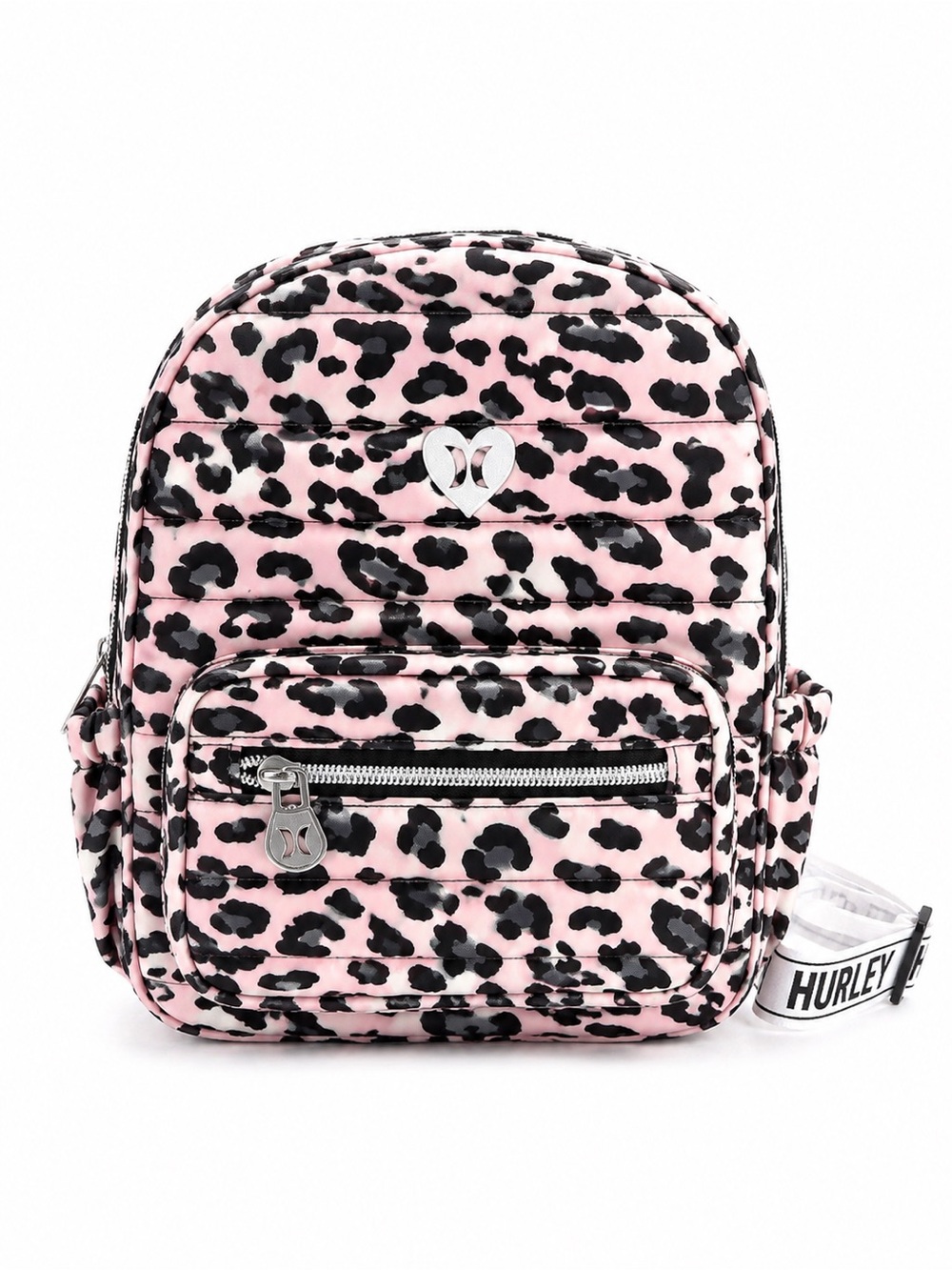 Hurley Pink and Black Leopard Quilted Kids Backpack
